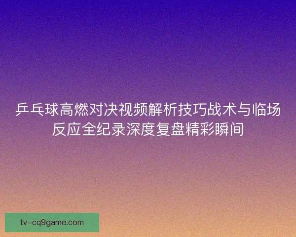 乒乓球高燃对决视频解析技巧战术与临场反应全纪录深度复盘精彩瞬间